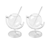 Lot de 2 Verres à Cocktail Uniques en Forme de Globe, Verres à Martini, Verres à Vin avec Paille, Gobelets pour Cocktails, Whisky, Vin, Bière, Fête à la Maison