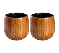 Lot de 2 verres à whisky classiques en bois carbonisé - Pour homme, anniversaire, thé, café, vin, bourbon, bière, décoration de table pour la maison, le bureau et