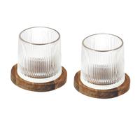 Lot de 2 verres à whisky collection CASK et leur support en acacia