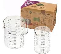 Lot de 2 verres doseurs, 1 litre et 0,5 litre, résistants à la chaleur, en verre borosilicaté, adaptés au micro-ondes, pour la pâtisserie, la cuisine et les préparations