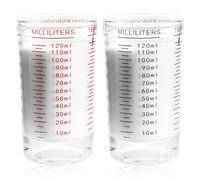 Lot de 2 verres doseurs en verre Schott - 120 ml - Verre doseur - Petit gobelet doseur - Bol à expresso avec vague pour cuisine festive - Bar