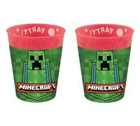 Lot de 2 verres réutilisables pour enfants 250 ml en plastique sans BPA, cadeau 500 lavages (pour Minecraft)