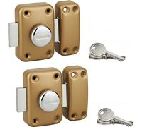 Lot de 2 verrou apache bouton/cylindre, 45 mm, doré