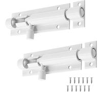 Lot de 2 verrous à barillet de 7,6 cm - Verrou coulissant robuste - Verrou de sécurité coulissant - Verrou de porte - Verrou coulissant - Blanc