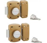 Lot de 2 verrous à bouton 2310 pour porte d'entrée, bronze, 3 clés/verrou - THIRARD