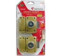 Vachette Lot de 2 Verrous de porte Bouton/Cylindre CYCLOP - Ouverture avec clé identique - Verrou à Bouton intérieur xtérieur - Cylindre ø 23mm, Longueur 45mm, 5 goupilles - 67600MN/SC - 6 clés