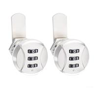 Lot de 2 verrous à code mécaniques robustes en alliage de zinc avec long boulon à 3 chiffres pour système pour armoire, boîte aux lettres, tiroir, casier, protection sécurisée (blanc)