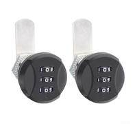 Lot de 2 verrous à code mécaniques robustes en alliage de zinc avec long boulon à 3 chiffres pour système pour armoire, boîte aux lettres, tiroir, casier, protection sécurisée (noir)