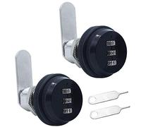 Lot de 2 verrous à combinaison à 3 chiffres - Serrure à came sans lliage de zinc chromé - Serrure de sécurité codée pour coffre-fort boîte armoire tiroir porte - Chrome