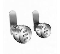Lot de 2 verrous à combinaison rotatifs à 3 chiffres en alliage de zinc sans clé pour armoire de classement en métal, boîte aux lettres, casier de rangement avec écrous épais (30 mm, argent)