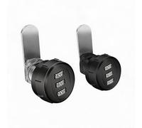Lot de 2 verrous à combinaison rotatifs à 3 chiffres en alliage de zinc sans clé pour armoire de classement en métal, boîte aux lettres, casier de rangement avec écrous épais (30 mm, noir)