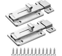Lot de 2 verrous coulissants inox 304 - 7,6 cm, pour porte salle de bain, chambre, abri, WC