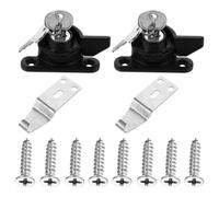 Lot de 2 verrous de fenêtre coulissante en alliage de zinc noir avec clé | Loquet antivol à clé, sécurité pour fenêtres hautes, clé incluse, s'adapte aux glissières horizontales
