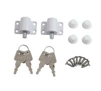 Lot de 2 verrous de porte coulissante avec boulons à battant et 2 clés, construction en alliage de zinc et fer avec accessoires de fixation (blanc)