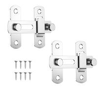 Lot de 2 verrous de porte coulissante,fermeture porte,serrure porte interieure,loquet porte exterieur,targette de porteen acier inoxydable,Verrou de porte intérieure à 180 ° - Argenté
