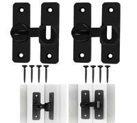 Lot de 2 verrous de porte coulissants 90/180 avec vis de trou de serrure, verrou Flip Slide Latch, verrou 2 en 1, pour portail, fenêtre, clôture, noir