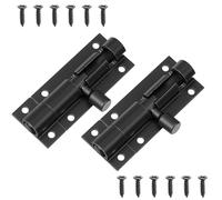 Lot de 2 verrous de porte de 5,8 cm - Petite serrure avec vis - Verrou coulissant en aluminium noir - Petit verrou pour jardin, entrepôt, fenêtre, clôture, porte de chambre