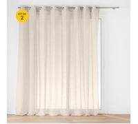 Lot de 2 Voilage à œillets grande largeur 300 x 240 cm voile tissé Carlin Beige