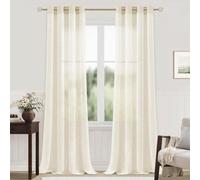 Lot de 2 voilages, aspect lin, blanc moderne, 260 x 140 cm, salon, chambre à coucher, chambre d'enfant