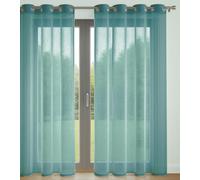 Lot de 2 Voilages Unis avec 8 œillets - 140x240 cm - Bleu Canard - Lumineux et décoratif - Protège des Regards extérieurs