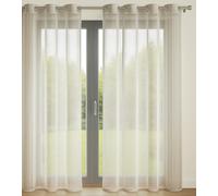 Lot de 2 Voilages Unis avec 8 œillets - 140x240 cm - Ficelle - Lumineux et décoratif - Protège des Regards extérieurs, Beige