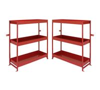 Lot de 2 x Rayonnage 3 Étagères Acier Bleu Rangement Outils Véhicule Utilitaire
