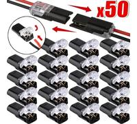 Lot de 20/50/100 connecteurs de fils enfichables H2 à 2 broches, borniers à connexion rapide en cuivre isolé en nylon, adaptés aux câbles basse tension, aucun mode d'alimentation requis, aucun 20Pcs