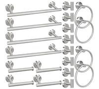 Lot de 20 Accessoires de Salle de Bain en Nickel brossé, Comprenant des Barres Porte-Serviettes de 40,6 cm, des Supports de Papier Toilette, des Anneaux de Serviette, des Crochets pour Peignoir