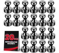 Lot de 20 aimants de réfrigérateur, aimants en métal Noir, Parfaits pour Tableau Blanc, réfrigérateur, Bureau, Salle de arte