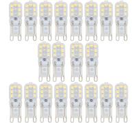 Lot de 20 ampoules LED G9 sans scintillement/220 lumens/14 x 2835 LED SMD/2,5 W équivalent des ampoules halogènes 20 W Blanc chaud 6000 K / G9 220 V