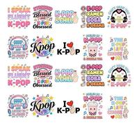 Lot de 20 autocollants K-Pop, 10 motifs s, stickers colorés pour ordinateur portable et gourde, autocollants mignons et girly