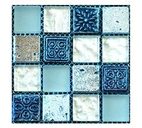 Lot de 20 autocollants muraux en PVC épais pour carrelage mural de sol - Papier autocollant DIY étanche - Mosaïque 3D - 10 x 10 cm