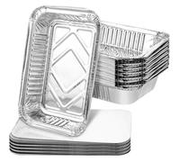 Lot de 20 Barquette Aluminium avec Couvercle, 850 ml Boite Aluminium avec Couvercle, Plat Aluminium Jetable Grand Format