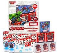Lot de 20 boîtes à dragées Avengers pour 20 invités avec autocollants, tatouages et tampons pour fête d'anniversaire d'enfants | Fournitures et décorations de fête de super-héros