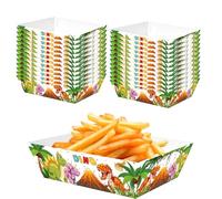 Lot de 20 bols à frites jetables pour fête dinosaure, vert dinosaure, vaisselle en carton pour enfants pour frites, popcorn, poulet, collations, pour fête à thème dinosaure, décoration d'anniversaire