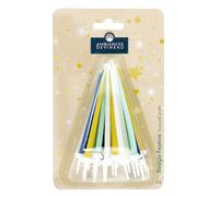 Lot de 20 bougies d'anniversaire mini-fleurs en quatre couleurs festives : vert, bleu, violet et blanc, présentées en coffret, pour sublimer chaque gâteau de fête - Lot de 3