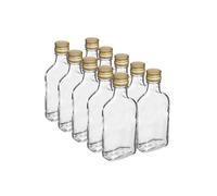 Lot de 20 bouteilles en verre 200 ml (0.2 l) avec bouchons à visser en métal (couvercles à visser) - Pour brasser du gin, du vin, de la vodka - Diah (20 bouteilles de 200 ml + bouchons à vis dorés)