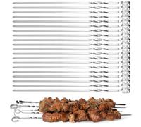 Lot de 20 brochettes en acier inoxydable pour barbecue - 39 cm - Avec sac en nylon portable - Pour ustensiles de barbecue Mangal, accessoires de barbecue, brochettes, kewers, kebap