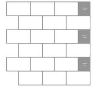 Lot de 20 carreaux de métro Blanc Gris 30 x 30 cm Polyuréthane et PET | Surface brillante, autocollant, découpable, pour salle de bain et cuisine, facile d'entretien