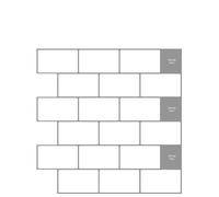 Lot de 20 carreaux Subway blanc et gris 30 x 30 cm | Polyuréthane et PET, surface brillante, installation à décoller et coller, bords superposés, découpable, nettoyage facile