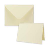 Lot de 20 cartes pliées avec enveloppes plus grandes que le format DIN B6 - Grandes tailles - Cartes d'invitation vierges en crème avec gaufrage structuré - Cartes pliantes avec motif en relief