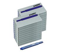 Lot de 20 cartouches d'encre effaçables LAMY T10 à grande capacité - compatibles avec tous les modèles de stylos plume Lamy - Contenance: 1,25 ml/cartouche - 5 pcs/paquet - Couleur de l'encre: bleu