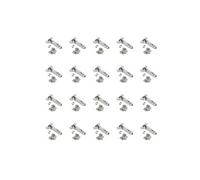 Lot de 20 charnières droites X92N à visser et embases de montage mixtes, Diamètre 5x9.5mm, Hauteur 0, Acier, Nickelé