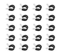 Lot de 20 clips en P en acier inoxydable avec revêtement en caoutchouc 8 mm | Collier de serrage pour tuyau, colliers de serrage en P doublés de caoutchouc pour câble, cordon, fil, tuyau, tube - 8 mm