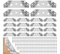 Lot de 20 connecteurs d'angle en acier inoxydable | Équerres pour meubles avec vis, supports triangulaires et renforts d'angle, armoires et chaises
