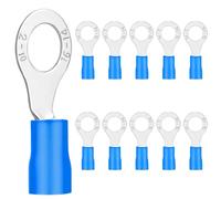 Lot de 20 cosses de câble à anneau 1,5-2,5 mm² - Bleu - Diamètre du trou M10 - Connecteurs de câble à sertir partiellement isolés en PVC en cuivre étamé
