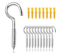 Lot de 20 crochets à visser en acier inoxydable 304 avec bouchons en caoutchouc jaune M8 x 40, vis à crochet robustes pour l'intérieur et l'extérieur, petit crochet à vis, idéal pour la décoration et