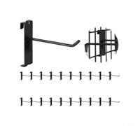 Lot de 20 crochets muraux en treillis pour supermarché/vente au détail | Crochet pour panneau de grillage à fil unique et crochet mural en fer à fil unique, double pied pour accessoires/décoration