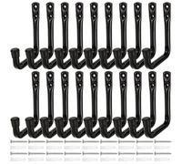 Lot de 20 crochets muraux pour garage, noirs, 120 x 90 mm. Crochets muraux pour échelle, robustes, charge maximale 20 kg. Crochets muraux solides à visser. Crochets en J pour échelle, chaise pliante,