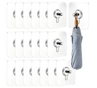 Lot de 20 crochets muraux sans clous sans perçage | Crochets adhésifs pour cadre de maison, carrelage, verre, brique, béton, extérieur, salle de bain, bannière artistique